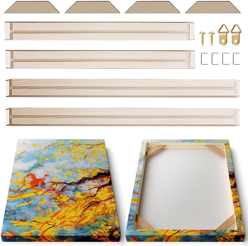 ART 4pcs DIY Wooden Canvas Stretcher Bars Canvas Frame Kit for Gallery Wraps – Sturdy Solid Wood Bars for Oil Paintings, Gallery, Posters, Diamond Painting, Home Studio Wall Decor - Image 1
